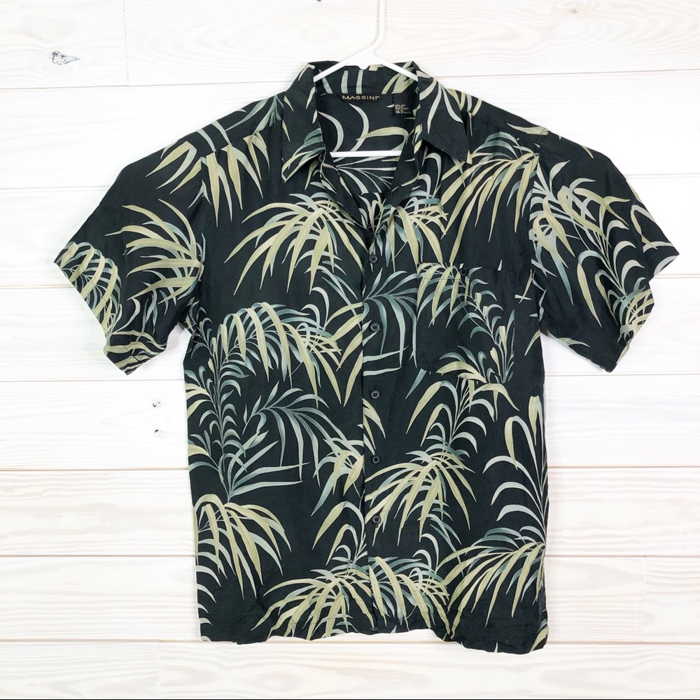 Massini Men Button Down Shirt Hawaiian Floral